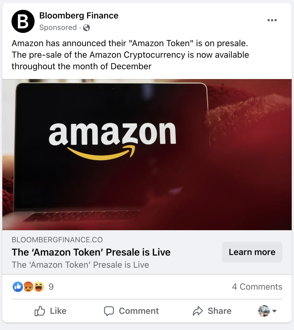 Fake Amazon NFT AD